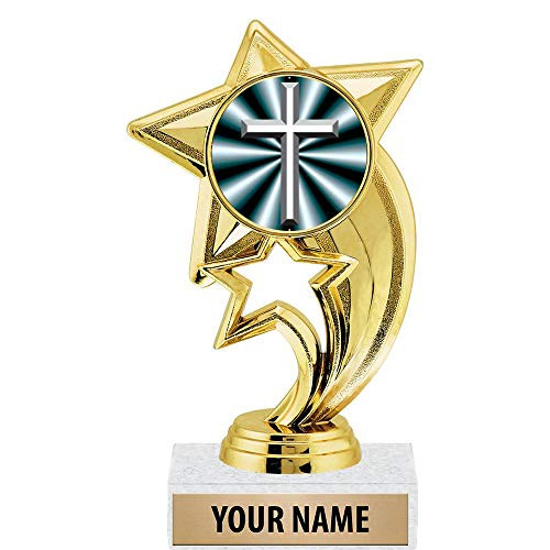 6 inch Gold Silver Cross Trophies, Custom Star Rocket Silver Cross Trophy Award Prime