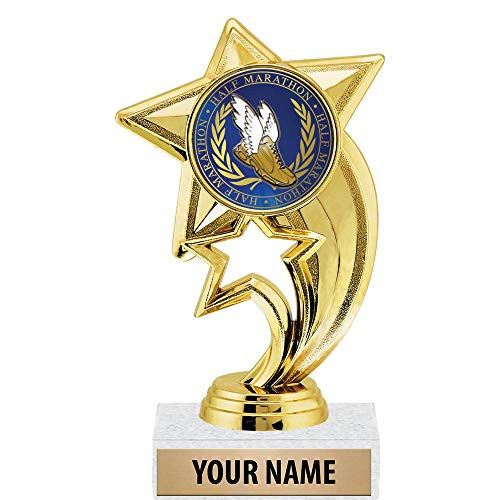 6 inch Gold Half Marathon Trophies, Custom Star Rocket Half Marathon Trophy Award Prime