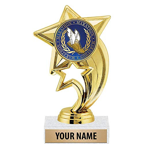 6 inch Gold Marathon Trophies, Custom Star Rocket Marathon Trophy Award Prime