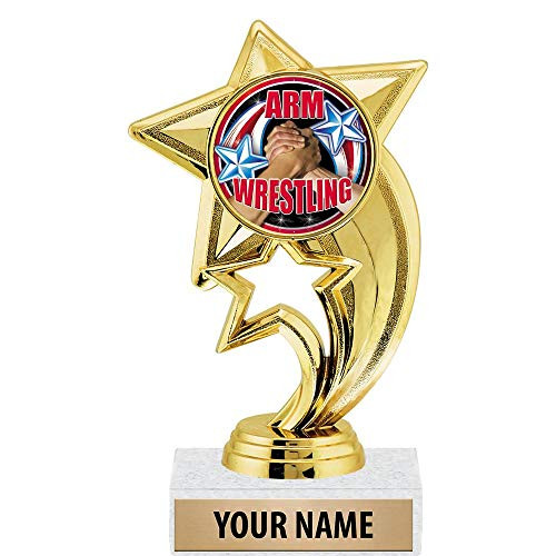 6 inch Gold Arm Wrestling Trophies, Custom Star Rocket Arm Wrestling Trophy Award Prime