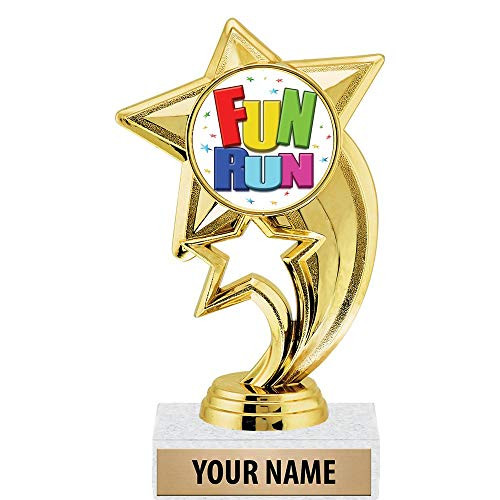 6 inch Gold Fun Run Trophies, Custom Star Rocket Fun Run Trophy Award Prime