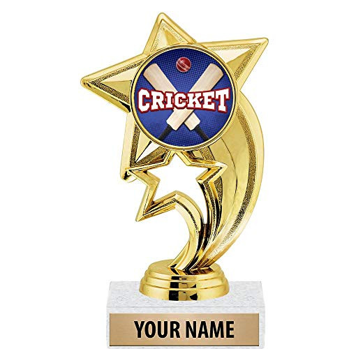 6 inch Gold Cricket Batter Trophies, Custom Star Rocket Cricket Batter Trophy Award Prime