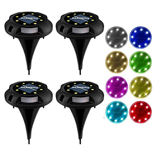 Solar Ground Lights, 8 LED Solar Garden Lights Outdoor Waterproof,Solar Powered Pathway Lights for Pathway Yard Walkway Patio Lawn Path Lighting Lights (Yellow and Multicolour 4 Pack)