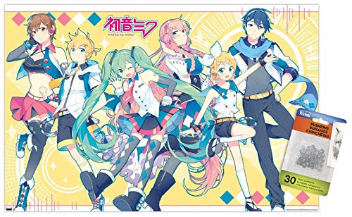 Hatsune Miku - Yellow Group Wall Poster with Push Pins