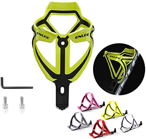 ENLEE Bike Water Bottle Holder,Bicycle Water Bottle Cages,Lightweight and Strong Bicycle Water Bottle Cage for Road Bikes Mountain Bikes,with Screws Hex Keys - 2 Pack,Multiple Colour (Yellow)
