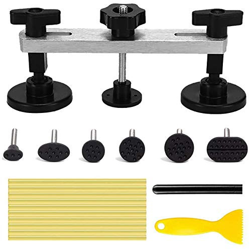 LEOTOTO Paintless Dent Repair Kit - Car Dent Puller Kit with Bridge Dent Puller, Glue Puller Tabs for Car Dent Removal, Door Dings, Hail Damage Repair, Minor Dent Removal