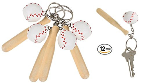 Rhode Island Novelty Baseball & Wooden Bat Keychains, 3-Inch, Pack of 12