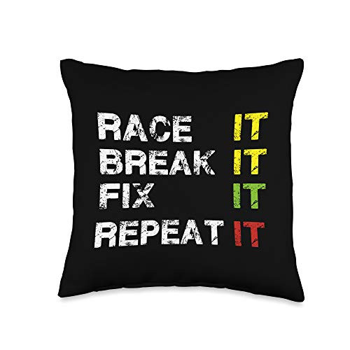 Drag Racing Gifts For Drag Racers Race It Break It Fix It Repeat Funny Christmas Tree Drag Throw Pillow, 16x16, Multicolor