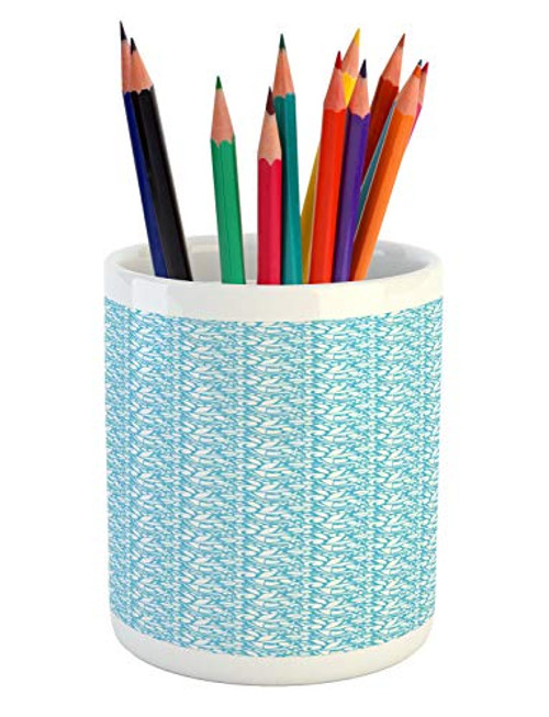 Ambesonne Abstract Pencil Pen Holder, Monochrome Composition of Butterfly Like Swirls Curls and Motifs, Ceramic Pencil Holder for Desk Office Accessory, 3.6 inch X 3.2 inch, Deep Sky Blue White Ambesonne Abstract Pencil Pen Holder, Monochrome Composition of Butterfly Like Swirls Curls and Motifs, Ceramic Pencil Holder for Desk Office Accessory, 3.6 inch X 3.2 inch, Deep Sky Blue White