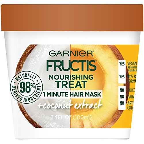 Garnier Fructis Nourishing Treat 1 Minute Hair Mask, 3.4 Fl Oz (Pack of 1) - Coconut
