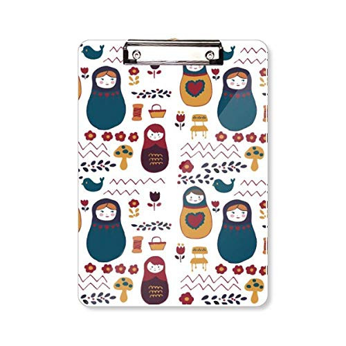 Russia Dolls Flower Poster Russian Matryoshka Clipboard Folder Writing Pad Backing Plate A4