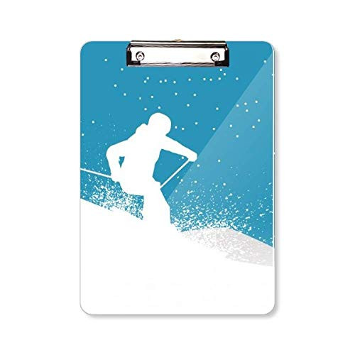 Sport Skiing with Skis Ski Pole Clipboard Folder Writing Pad Backing Plate A4