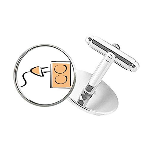 DIYthinker Charging Cable Plug Socket Pattern Round Button Cuff Clip Stud Cufflinks
