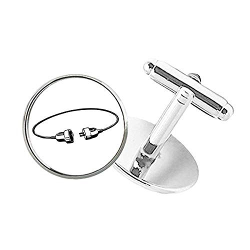 DIYthinker Socket Charging Cable Plug Pattern Round Button Cuff Clip Stud Cufflinks