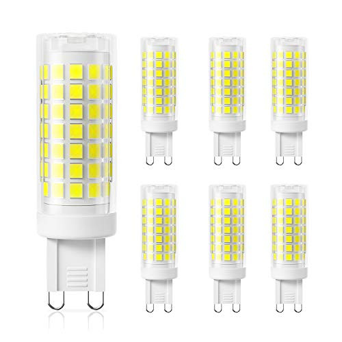 DiCUNO Dimmable G9 LED Bulb 4W (40W Halogen Equivalent), 430LM Daylight White 5000K 120V Ceramic Base Light Bulb for Under Counter Cabinet, Ceiling Fan, Home Lighting (6-Pack)