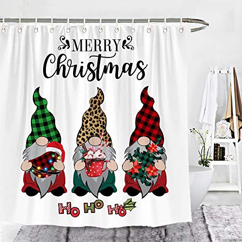 Wencal Christmas Gnomes Shower Curtain Merry Christmas Buffalo Check Plaid Leopard Farmhouse Xmas Bathroom Decor 72 x 72 Inches Wencal Christmas Gnomes Shower Curtain Merry Christmas Buffalo Check Plaid Leopard Farmhouse Xmas Bathroom Decor 72 x 72 Inches