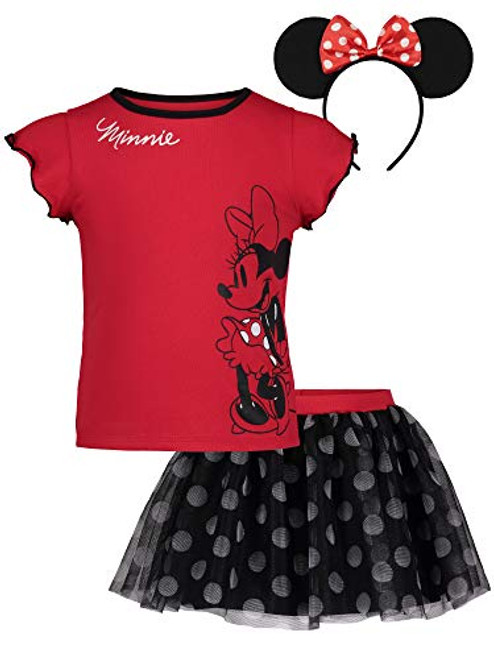 Disney Minnie Mouse Toddler Girls T-Shirt Tulle Tutu Skirt Ear Headband Set Red 2T Disney Minnie Mouse Toddler Girls T-Shirt Tulle Tutu Skirt Ear Headband Set Red 2T