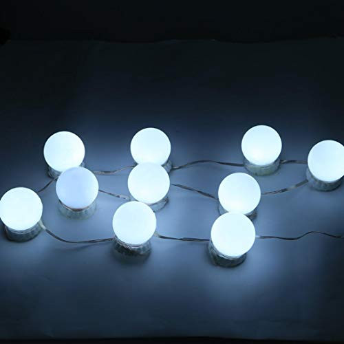 10 Dimmable LED Light Bulbs for Mirror, LED Vanity Mirror Lights Bulbs Kit w/3 Adjustable Color  and  10 Level Brightness, Hollywood Style LED Lighting Fixture Strip for Mirror Makeup Dressing Table (A)