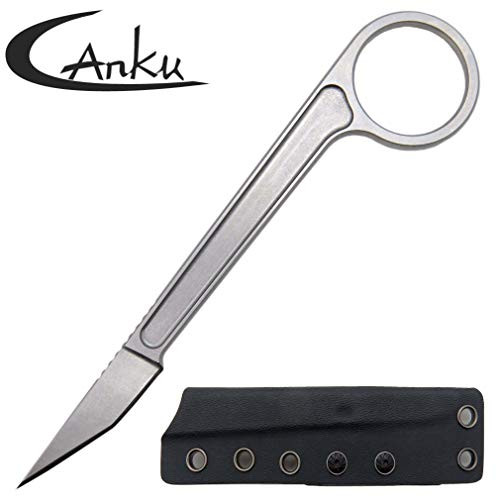Ccanku C1104 Fixed Blade Knife Tactical Knife D2 Blade, Stainless Steel Handle Fixed Blade Karambit Knife for Hunting, Survival, Camping Outdoor Utility Knife with K Sheath (Sliver)