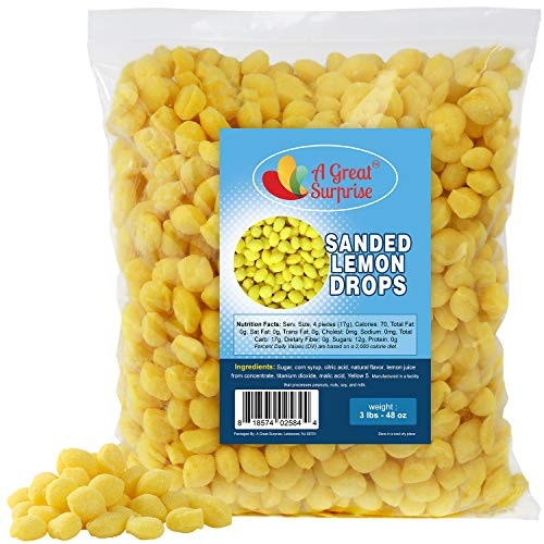 A Great Surprise Sanded Lemon Drops - Old Fashioned Hard Candy - Bulk Unwrapped Candy - 3 LB