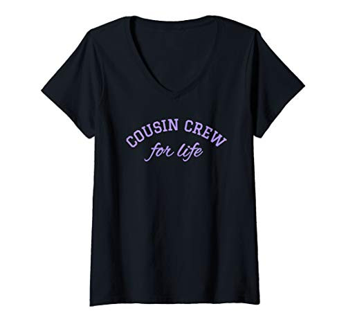 Womens Cousin Crew For Life Matching Shirts Purple Lavender V-Neck T-Shirt