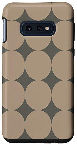 Galaxy S10e Mid Century Mod Dots Pattern in Forest Green and Brown Tan Case