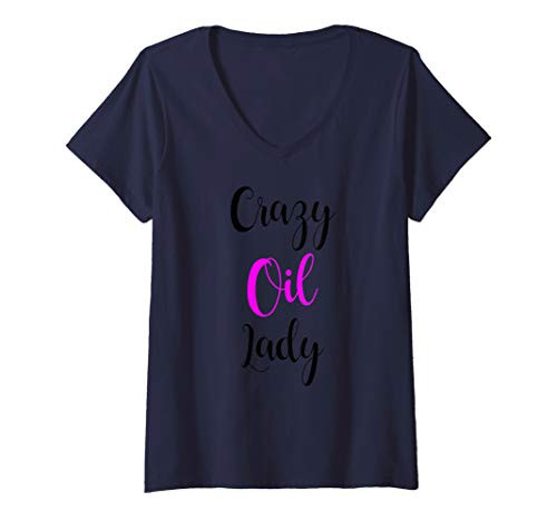 Womens Crazy Oil Lady Shirt Lavender Essential Oil Lover V-Neck T-Shirt