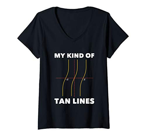 Womens My Kind of Tan Lines Funny Math Pun Trigonometry V-Neck T-Shirt