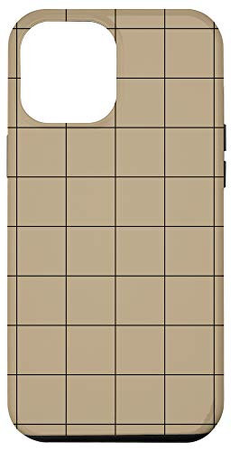 iPhone 12 Pro Max Windowpane Check Grid (black/tan) Case