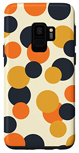 Galaxy S9 Colorful Beige Black Yellow Orange 70s Style Retro Dots Case