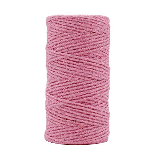 Tenn Well Jute Twine String, 335 Feet 2mm Jute Rope Gift Twine Packing String for Craft Projects, Wrapping, Gardening Applications (Pink)