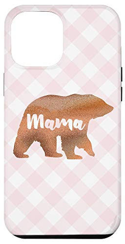 iPhone 12 Pro Max Rose Mama Bear Check Pattern White Case