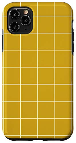 iPhone 11 Pro Max Windowpane Check Grid (white/mustard yellow) Case