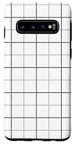 Galaxy S10 Tattersall Windowpane Check Plaid (black/gray/white) Case
