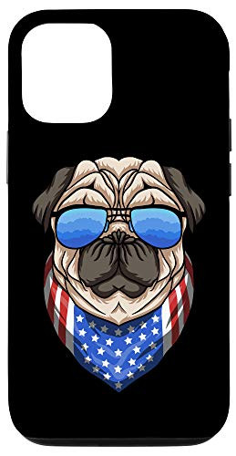 iPhone 12/12 Pro Pug with Sunglasses Stars  and  Stripes Case