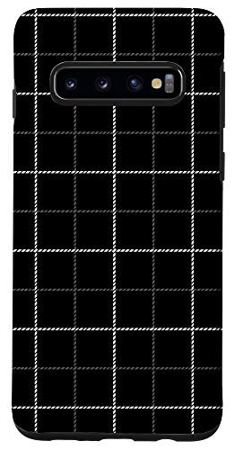 Galaxy S10 Tattersall Windowpane Check Plaid (black/white/gray) Case