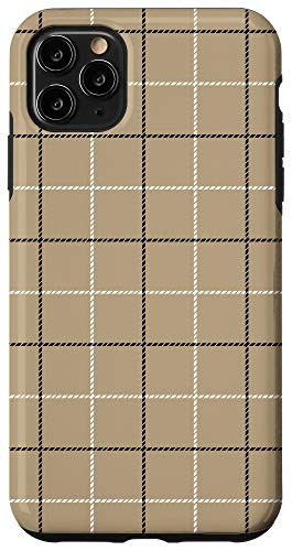 iPhone 11 Pro Max Tattersall Windowpane Check Plaid (tan/black/white) Case