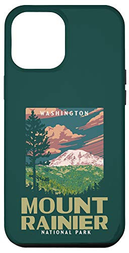 iPhone 12 Pro Max Mount Rainier National Park Washington   Vintage WPA Style Case