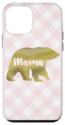 iPhone 12 mini Yellow Mama Bear Check Pattern Rose White Case