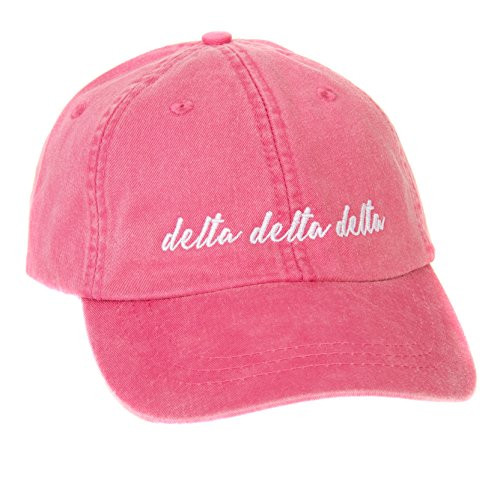 Delta Delta Delta (N) Sorority Baseball Hat Cap Cursive Name Font tri Delta (Hot Pink - N)