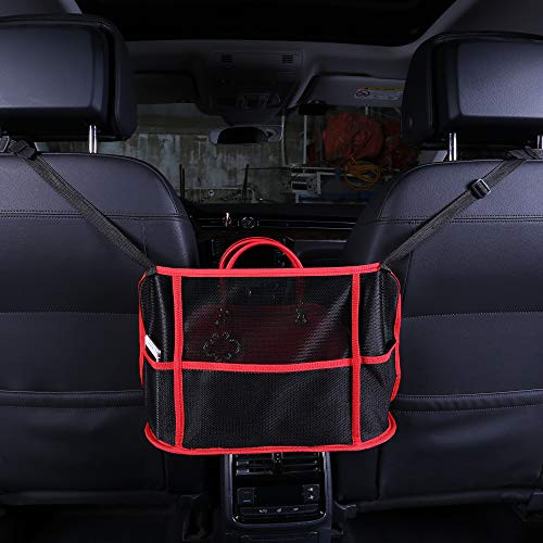Car Net Pocket Handbag Holder Between Seats, Car Mesh Seat Back Organizer Large Capacity Net Bag,Purse Storage  and  Pocket Between Car Seat Storage, Barrier of Back Seat Pet Kids