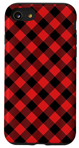 iPhone SE (2020) / 7 / 8 Retro Red Black Buffalo Check Plaid Christmas Classic Tartan Case