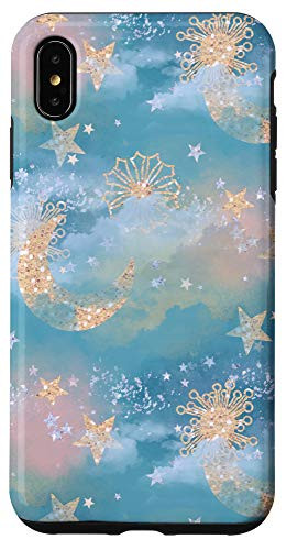 iPhone XS Max Case celestial magic moons and stars pattern phone Case