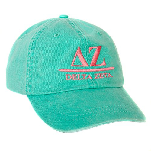 Delta Zeta (B) Embroidered Baseball Hat Cap Cursive Name Font Adjustable Leather Strap dz (Seafoam - B)