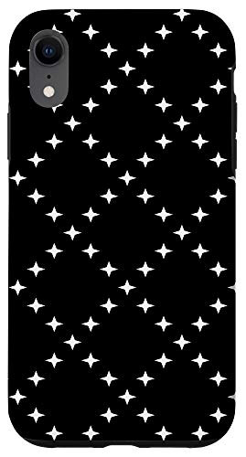 iPhone XR Geometric Pattern White Stars Black Phone Cover Case