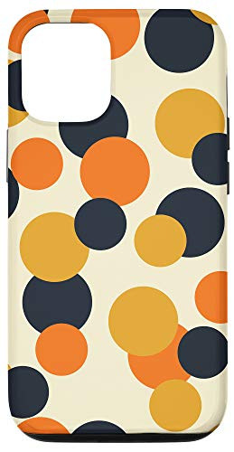 iPhone 12/12 Pro Colorful Beige Black Yellow Orange 70s Style Retro Dots Case