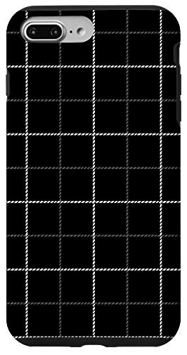 iPhone 7 Plus/8 Plus Tattersall Windowpane Check Plaid (black/white/gray) Case