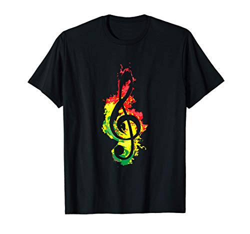 Rasta Flag Red Yellow Green Rasta Jamaica Reggae Music Clef T-Shirt
