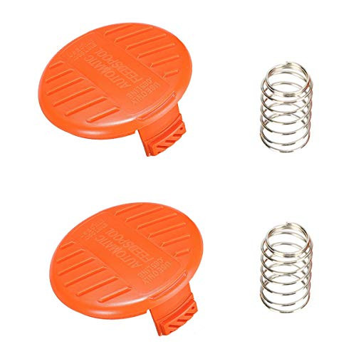 Ketofa 385022-03 Replacement Spool Cap Covers and Spring Compatible with Black and Decker AFS Trimmer GH600/NST2018 NST2118 RC-100-P Weed Eater Bump Cover with Spring Use Only 0.065" Line
