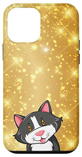 iPhone 12 mini Happy Grey Cat Yellow Star Pattern Case